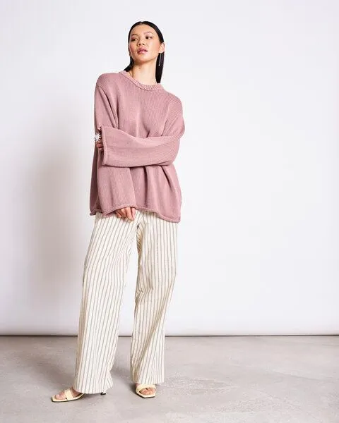 JAN N JUNE JAN N JUNE Strickpullover SONA aus Bio-Baumwolle GOTS, Mauve, – Produktbild 1 von 4