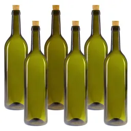 mikken mikken Glasflasche 0,75 L mit Korken – Weinflasche / Ölflasche inkl. Etiketten – in Klar- oder Grünglas – Produktbild 1 von 1