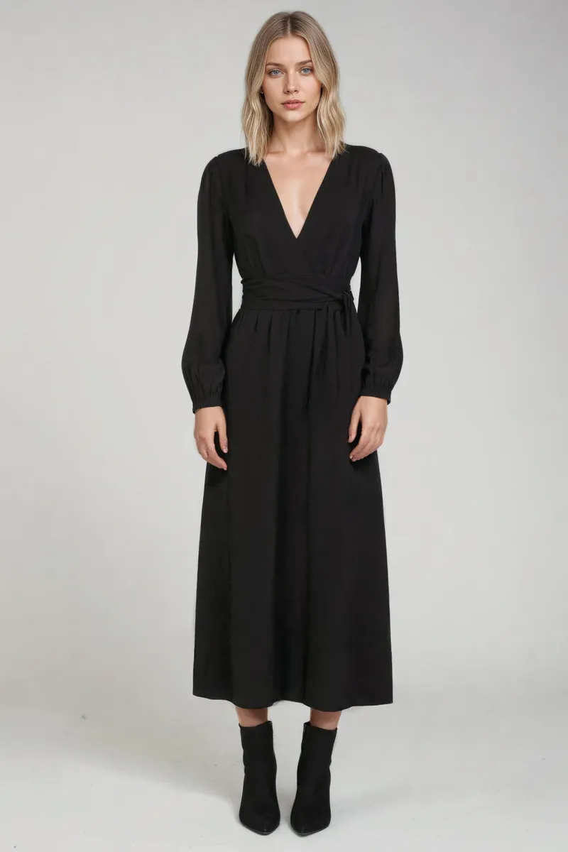 Neu Nomads Neu Nomads Damen vegan Kleid Rachel Langarm Schwarz, Schwarz, – Produktbild 2 von 2