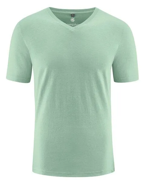 HempAge HempAge V-Kragen T-Shirt Hanf/Biobaumwolle, Menta(grün), – Produktbild 1 von 4