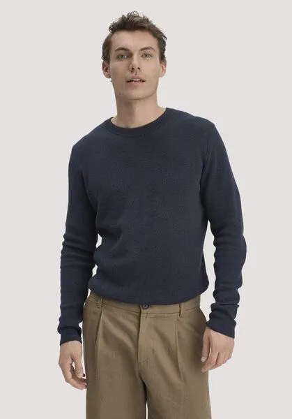 hessnatur hessnatur Milano Strick Pullover Regular aus Leinen mit Bio-Baumwolle und LENZING ECOVERO Viskose, Marine, – Produktbild 1 von 4