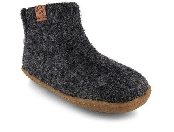WoolFit WoolFit Kinder-Hausschuhe Hüttenschuhe aus 100% Wolle, Grau, – Produktbild 1 von 3