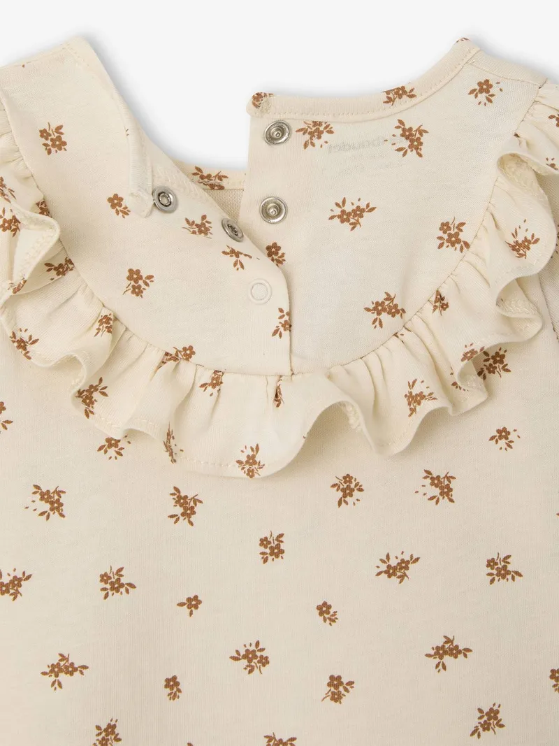 Vertbaudet Baby Blusenshirt mit Blumenprint und Volants vanille, Vanille, – Produktbild 3 von 4