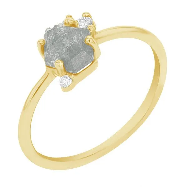 Eppi Eppi Goldener Ring mit Salt and Pepper Diamanten und Lab Grown Diamanten Kendra, Rosa, – Produktbild 3 von 3