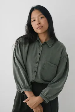 TWOTHIRDS TWOTHIRDS Damen vegan Bluse Recco Dunkelgrün – Produktbild 1 von 1