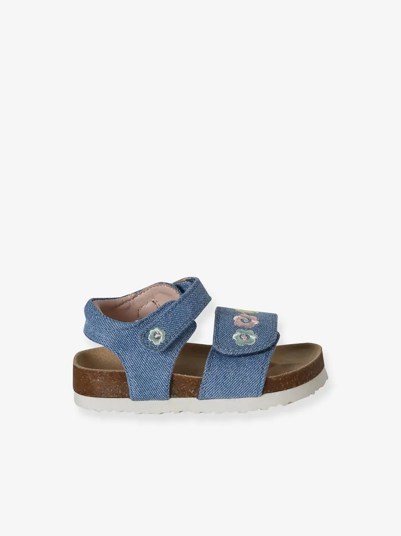 Vertbaudet Stoff-Sandalen mit Klettverschluss Baby, Jeansblau, – Produktbild 2 von 4