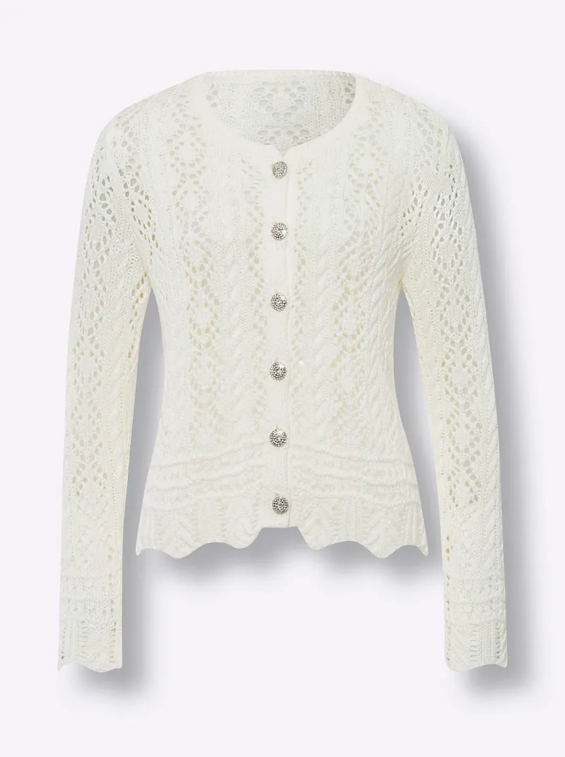 heine Ajourstrickjacke, Champagner, – Produktbild 1 von 2