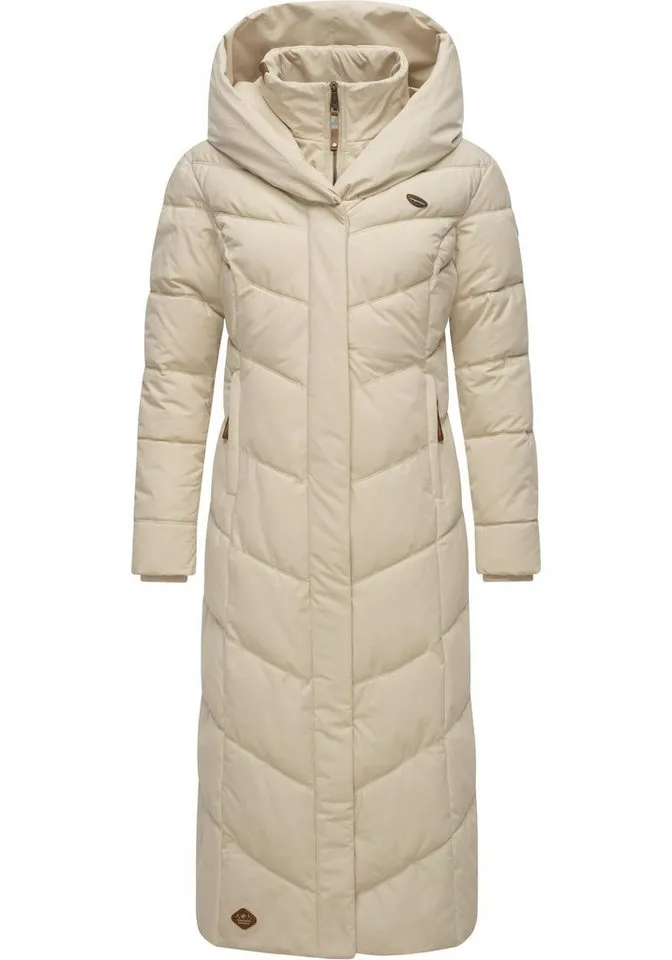 ragwear ragwear Steppmantel Natalka Extralong Gesteppter Damen Mantel mit Kapuze, Braun, – Produktbild 1 von 4
