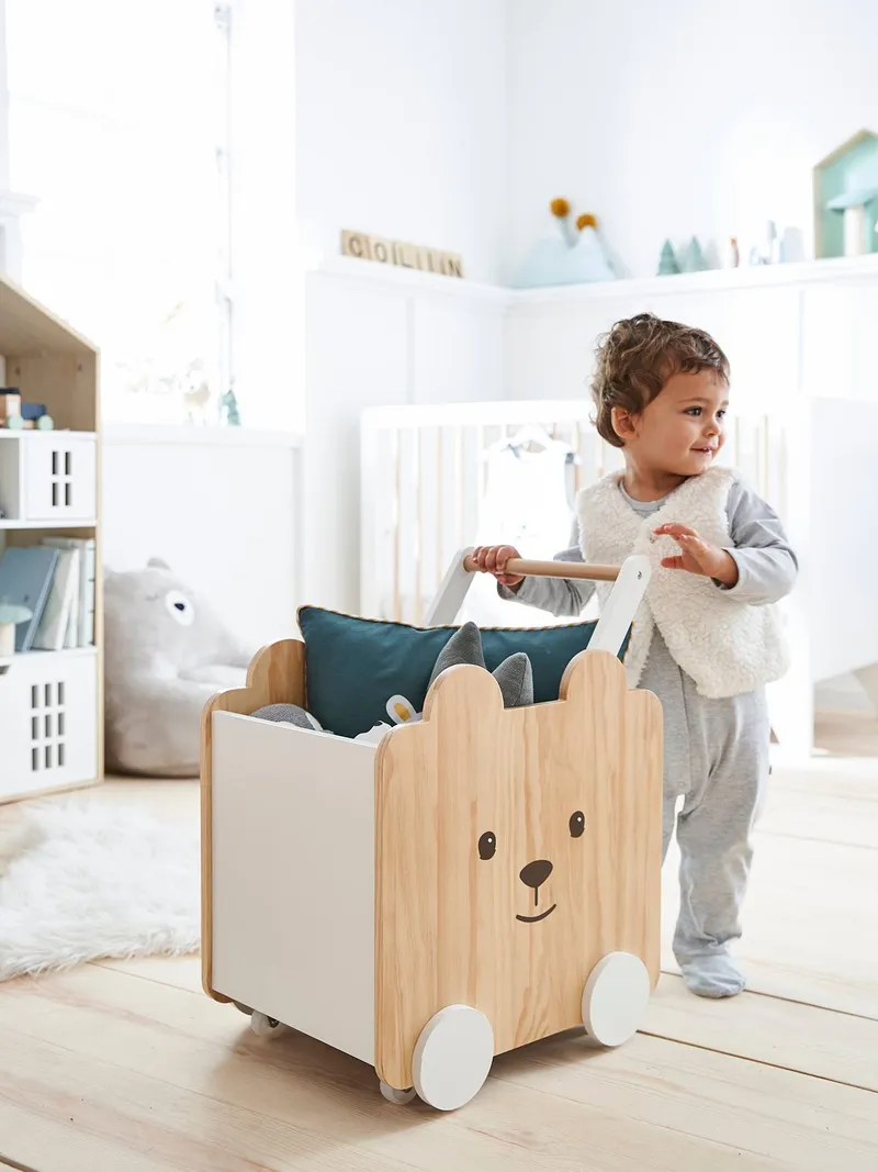 Vertbaudet Kinderzimmer Fahrbare Spielzeugkiste BÄR, Braun, – Produktbild 3 von 4