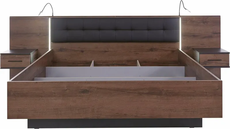 FORTE Bettanlage Bellevue, inkl. Lichtleiste im Kopfteil, Beige, – Produktbild 1 von 4