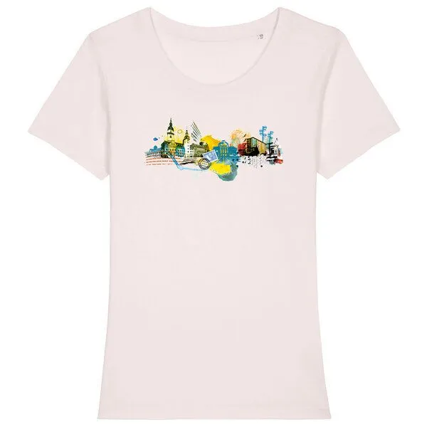 Spangeltangel Spangeltangel Damen T-Shirt „Chemnitz“, für Frauen, Stadt, bedruckt, Biobaumwolle, Schwarz, – Produktbild 1 von 4