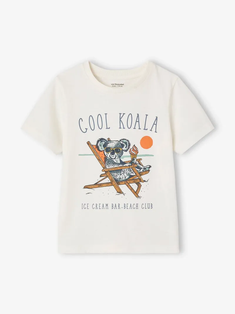 Vertbaudet Jungen T-Shirt mit verspielten Tiermotiven vanille, Vanille, – Produktbild 1 von 3