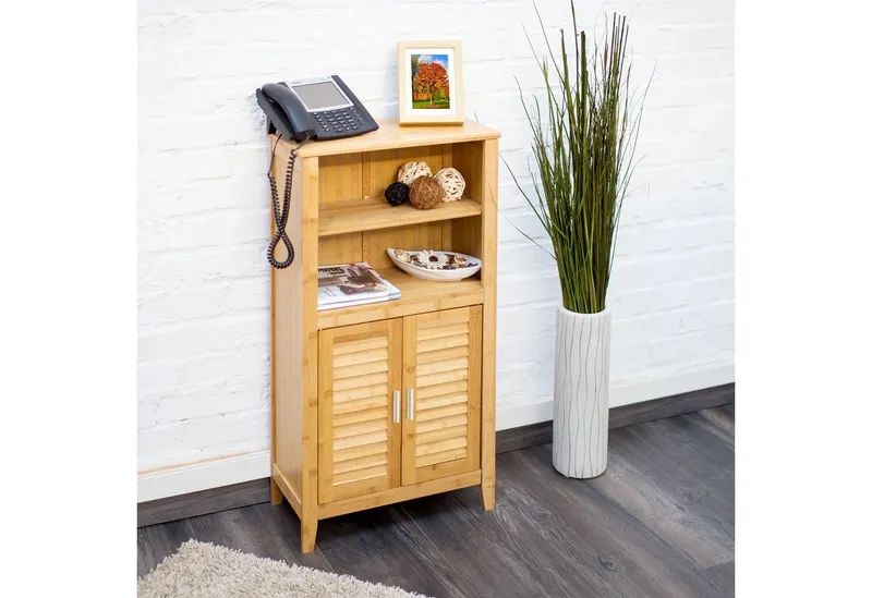 RELAXDAYS RELAXDAYS Midischrank Badezimmerschrank LAMELL Bambus (1-St), Braun, – Produktbild 3 von 5