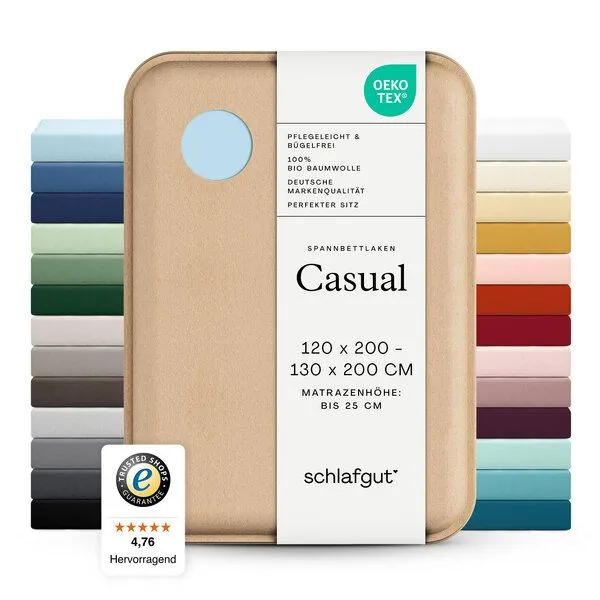 Schlafgut Schlafgut Spannbettlaken Casual Organic - 100% Biobaumwolle, Blue light, – Produktbild 3 von 4