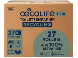oecolife oecolife Toilettenpapier in der Box 'Recyling', 3-lagig, 27 Rollen – Produktbild 1 von 1