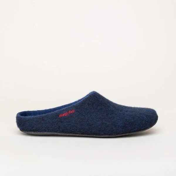 Magicfelt Magicfelt Filz-Hausschuh JU 720 für Damen aus 100% Merino-Wolle - Pantoffel mit komfortabler Filz-Latex-Sohle, Dunkel-blau, – Produktbild 4 von 4