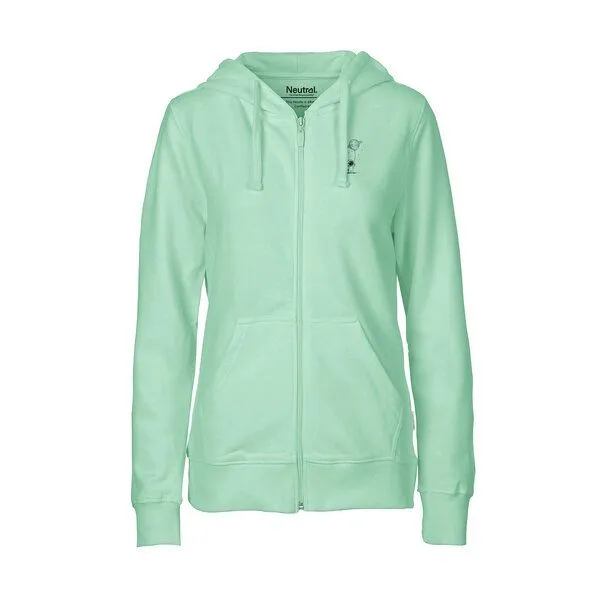 HANDGEDRUCKT HANDGEDRUCKT "Kosmokind" Frauen Zip Hoody Neutral, Dusty mint, – Produktbild 2 von 4