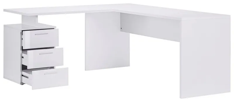 Home affaire Eckschreibtisch New Selina, Schreibtisch, Schubkästen, mit oder ohne Monitoraufsatz, B 180/160 cm, Weiß, – Produktbild 4 von 5