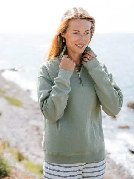 FUXBAU FUXBAU Frauen fux Half Zip Sweater, Seegras, – Produktbild 1 von 4