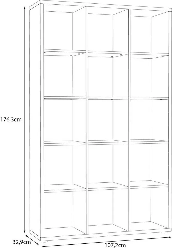 FORTE Standregal Mauro, Raumteiler, sorgt für Stil und Ordnung, 5 Fächer, Jedes Fach ist bis zu 5 kg belastbar, Fachgröße 33x33cm, Beige, – Produktbild 4 von 8