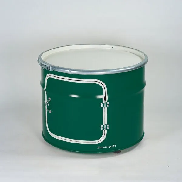 Lockengelöt Lockengelöt Bob Couchtisch aus einem Hamburger Ölfass, Moosgrün (gepulvert), – Produktbild 3 von 4
