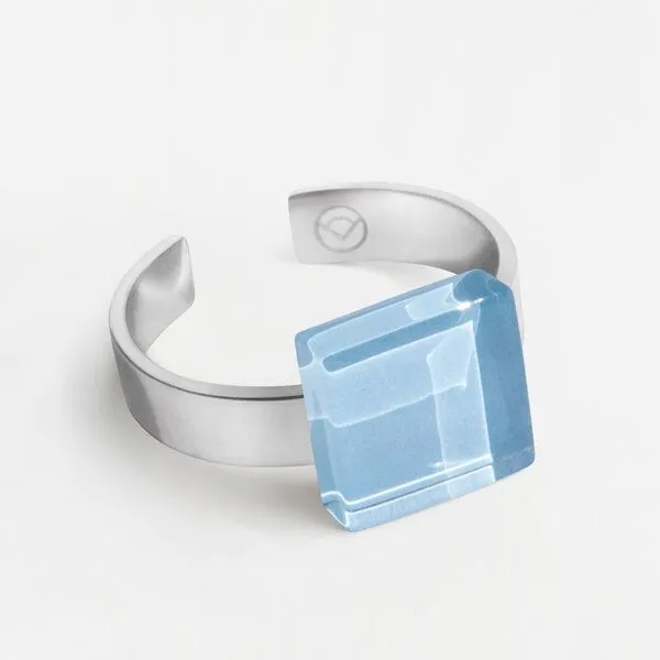 ALEXASCHA ALEXASCHA Geometrischer Ring aus Glas, mini, Himmelblau, – Produktbild 1 von 4