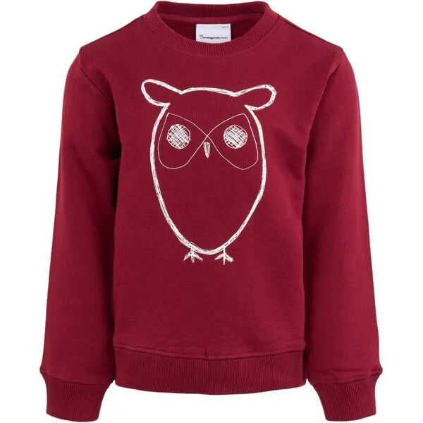 KnowledgeCotton Apparel KnowledgeCotton Apparel KnowledgeCotton Kinder Sweatshirt Owl reine Bio-Baumwolle, Rhubarb (rot), – Produktbild 2 von 2