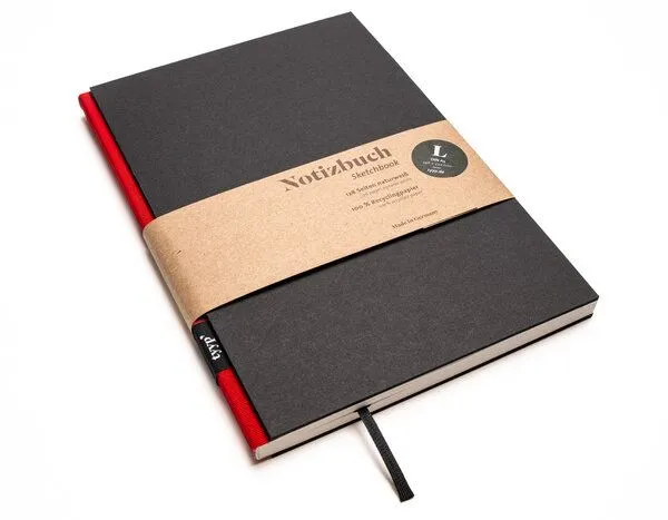 tyyp tyyp Notizbuch A5 schwarz – 100% Recyclingpapier – handmade in Germany – BerlinBook, Rot, – Produktbild 1 von 4