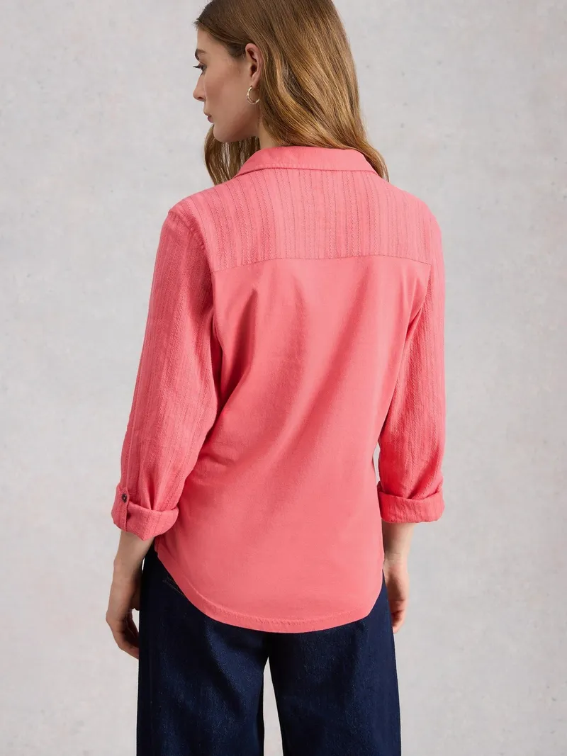 White Stuff Bluse Annie aus Material-Mix - 52, Mittelrosa, – Produktbild 4 von 4