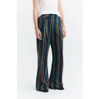 thinking mu Thinking MU Damen vegan Hose Von Patricia Niedrige Leibhöhe Weit Geschnitten, Gestreift, Blau/Rot/Grün, Dunkelgrün, – Produktbild 1 von 1