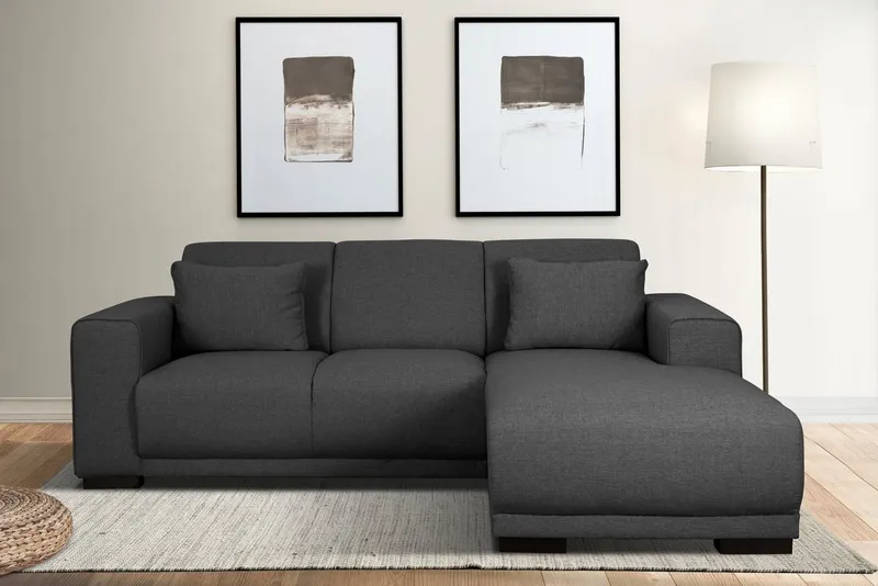 OTTO home Ecksofa BORNHOLM L-Form, B: 234 cm - OTTO. Verlässliche Qualität., Recamiere links oder rechts bestellbar, Wellenfederung, inkl. 2 Kissen, Schwarz, – Produktbild 8 von 8