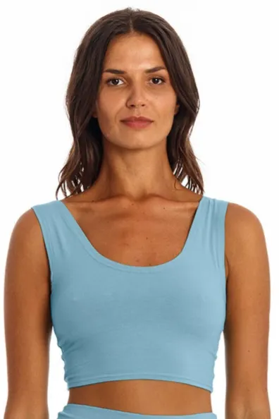 RAVENS VIEW IBIZA RAVENS VIEW IBIZA Damen vegan Yoga Top Faded Denim, Hellblau, – Produktbild 1 von 1
