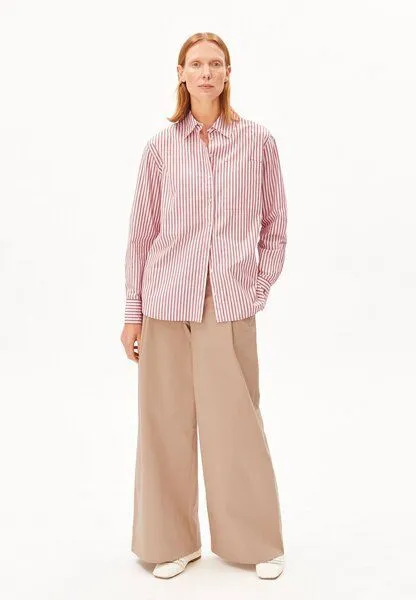 ARMEDANGELS ARMEDANGELS STRIPE LOOSE Damen Bluse aus Bio-Baumwolle, Oatmilk-mars red, – Produktbild 4 von 4