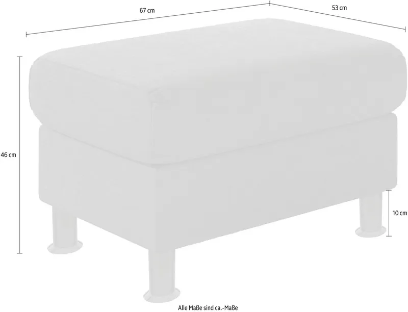 TRENDMANUFAKTUR Hocker Rondo 67 cm, Polsterhocker zur Serie, Breite, Füße schwarz, Fußhocker wahlweise mit Federkern, in verschiedenen Bezügen bestellbar, Beige, – Produktbild 1 von 5