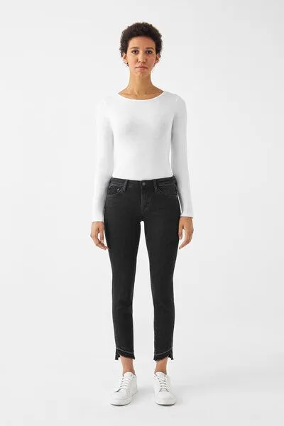 DAWN Damen Jeans MID SUN Slim Design Details DAWN Bio-Baumwolle, Black denim, – Produktbild 2 von 5