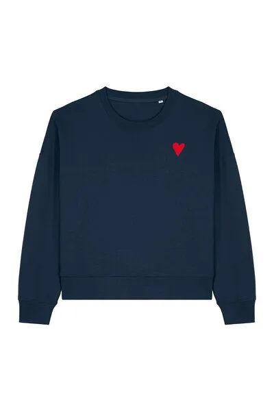 Kultgut Kultgut Artdesign - Goodness Pulloversweater im Boxistyle / Red Heart, Dunkelblau, – Produktbild 4 von 4