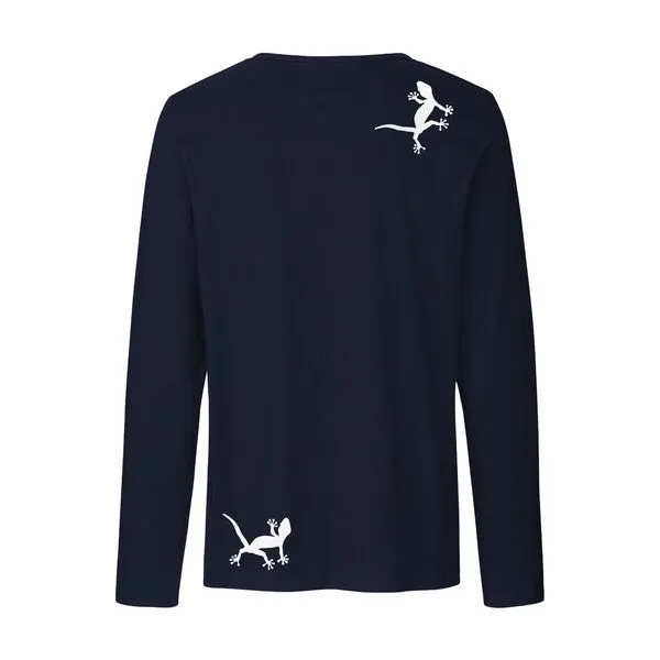 HANDGEDRUCKT HANDGEDRUCKT "Geckos" Männer Longsleeve, Navy, – Produktbild 2 von 3