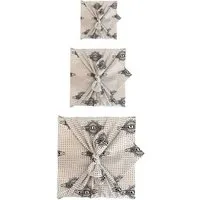 FabRap Gift Wrap FabRap Gift Wrap Wiederverwendbare Geschenkverpackung Furoshiki - FabRap Set mit drei Größen (einseitig), Make a wish (weiß mit schwarz), – Produktbild 1 von 1