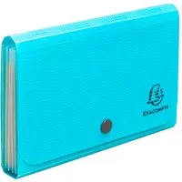 Exacompta Exacompta Fächermappe 11 x 18 cm "Pop'N Co" 6 Fächer, Recycling-PP, DIN A6, cyan – Produktbild 1 von 1
