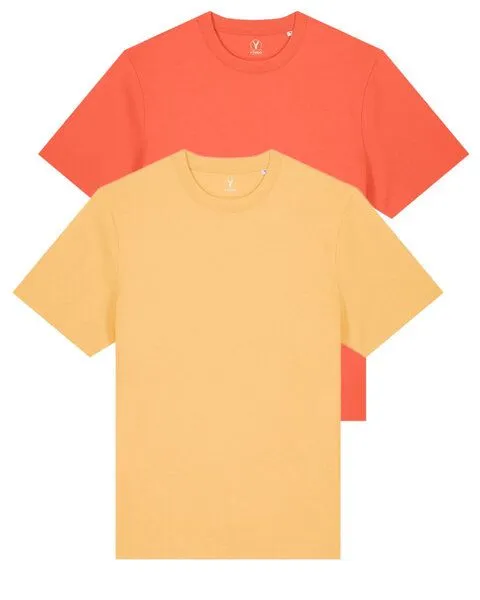 YTWOO YTWOO Doppelpack Unisex-T-Shirts aus schwerem Stoff | Bio-Baumwolle, Orange/gelb, – Produktbild 1 von 4