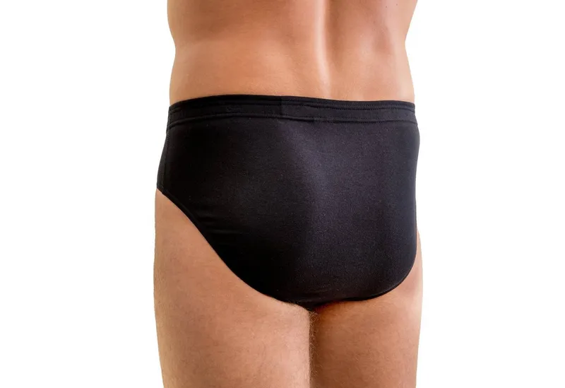 HERMKO Slip 3300 Bio-Baumwolle, Sport Slip ohne Eingriff, Dehnbund, hautnaher Schnitt, Schwarz, – Produktbild 2 von 4