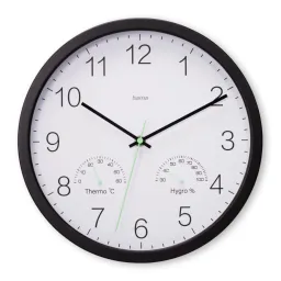 Hama Hama Wanduhr "Santorini", ohne Ticken, m. Thermo- u. Hygrometer, Ø 30cm – Produktbild 1 von 1