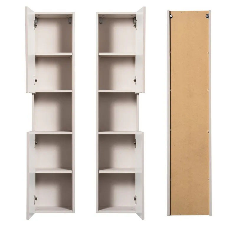 Lomadox Hochschrank NEWPORT-56-CASHMERE Badschrank, kaschmir mit gerillter Front, grifflos, ca. 30/140/30cm, Beige|weiß, – Produktbild 3 von 5