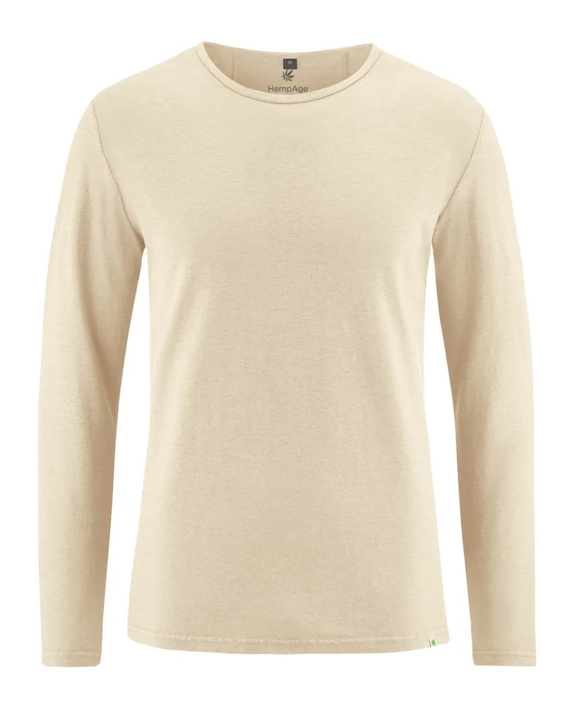 HempAge Hempage Herren vegan Langärmliges Klassisches Gobi Shirt In Beige, Beige, – Produktbild 1 von 2