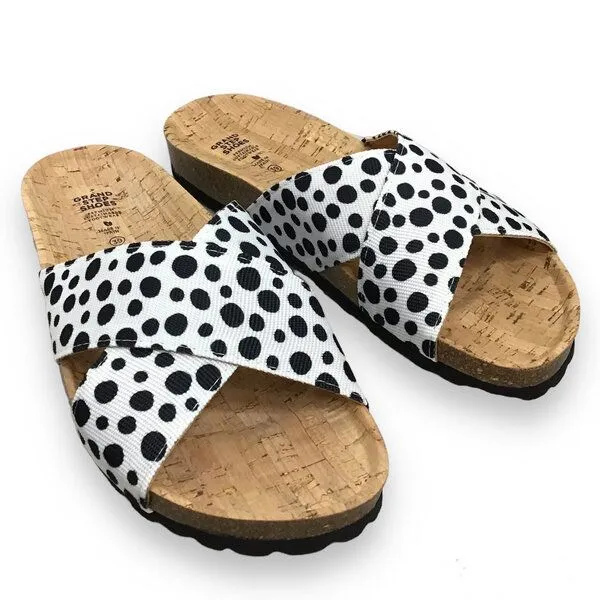 Grand Step Shoes Grand Step Shoes Lilo Sandalen, vegan, Weiß-schwarz (dots), – Produktbild 3 von 4