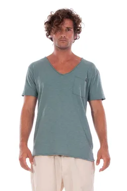 RAVENS VIEW IBIZA RAVENS VIEW IBIZA Herren vegan T-Shirt V-Ausschnitt Wild Pocket Cameo Blau – Produktbild 1 von 1