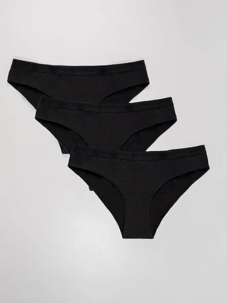Honest Basics Honest Basics Damen Slips 3er-Pack aus Bio-Baumwolle, Schwarz, – Produktbild 2 von 5
