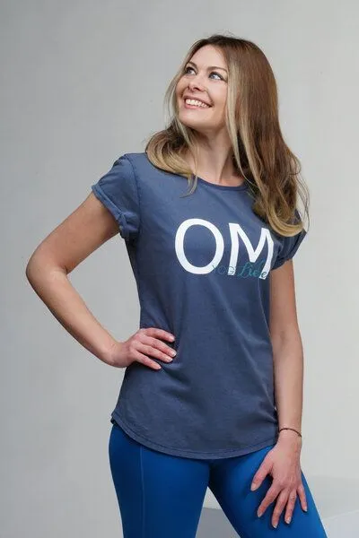 YogiLiebe YogiLiebe Yoga OM Shirt kurzarm - Bio-Baumwolle, Grau, – Produktbild 2 von 4