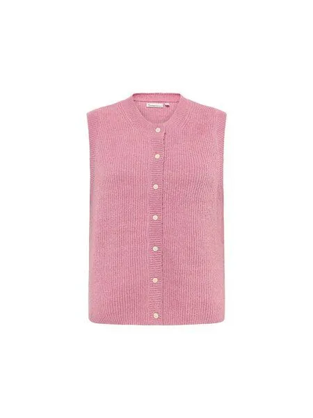 KnowledgeCotton Apparel KnowledgeCotton Apparel Soufflé Strick-Weste mit Rundhalsausschnitt - Relaxed Fit - aus recyceltem Polyester, Pink-orchid-haze, – Produktbild 1 von 3