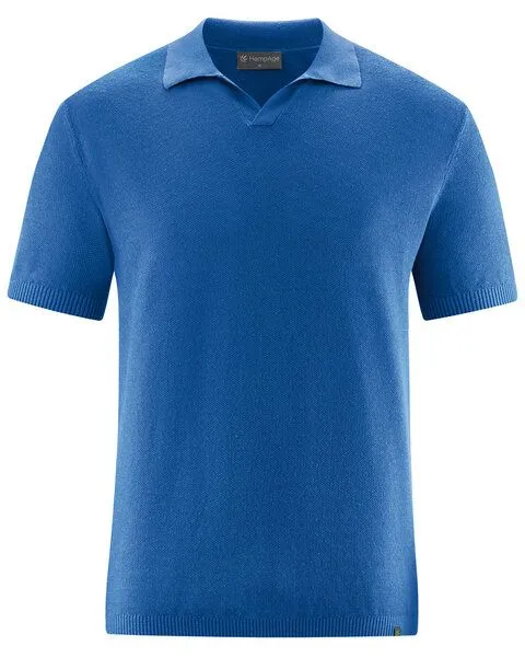 HempAge HempAge Herren Sommer Strick-Polo Hanf/Biobaumwolle, Royal(blau), – Produktbild 2 von 4